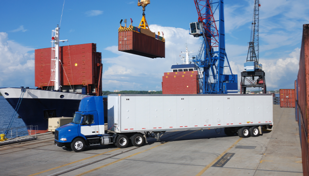 Mode: Goods are first transported by truck from the origin to a seaport,then transported over a long distance by ship (sea freight). Finally, afterbeing unloaded at the destination port, they are delivered to the finaldestination by truck.